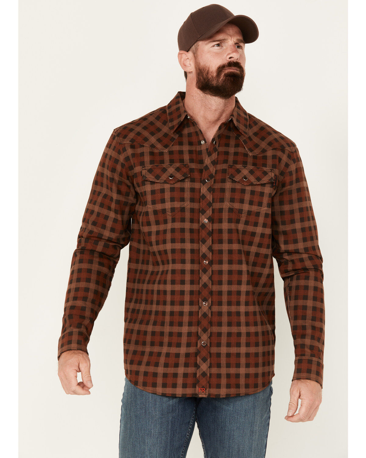 Men's Cody James FR Plaid Print Long Sleeve Snap Western Work Shirt