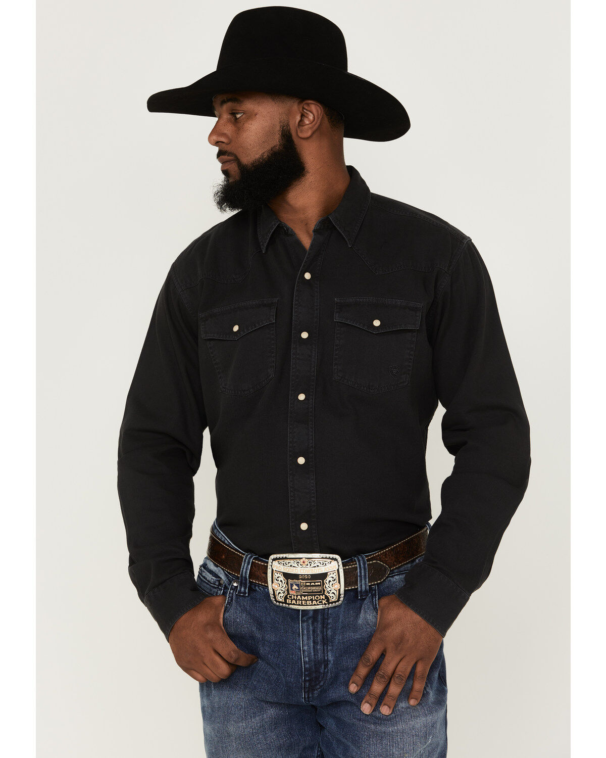 Men's Ariat Jurlington Retro Solid Pearl Snap Western Shirt