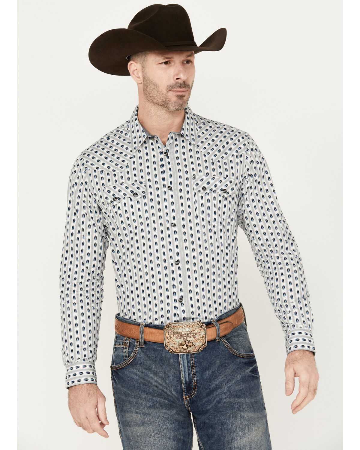 Men's Cody James Marietas Geo Striped Long Sleeve Western Snap Shirt