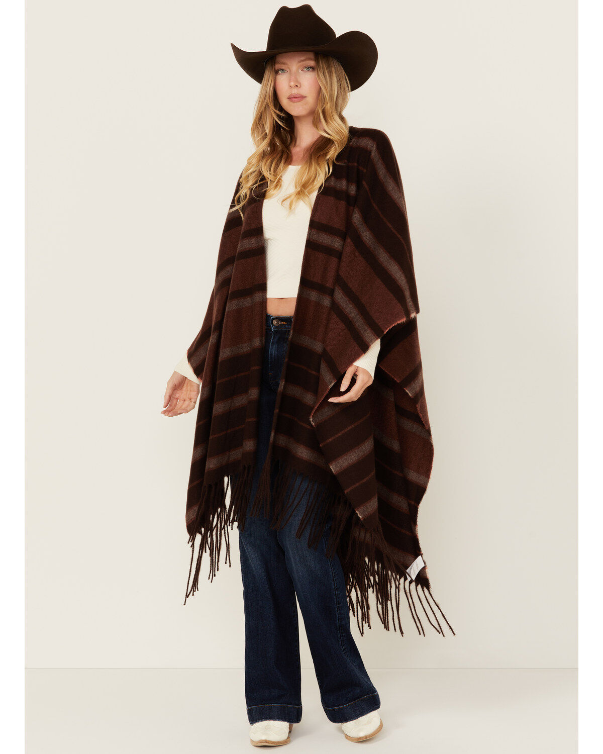 Women's Shyanne Striped Fringe Blanket Shawl
