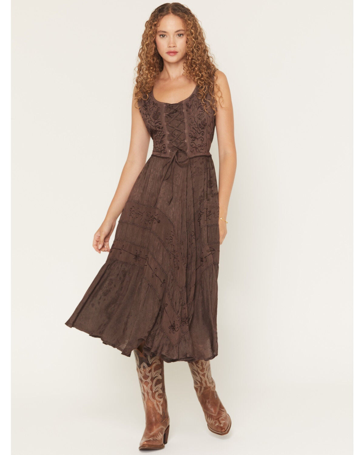 Women's Scully Lace-Up Jacquard Midi Dress