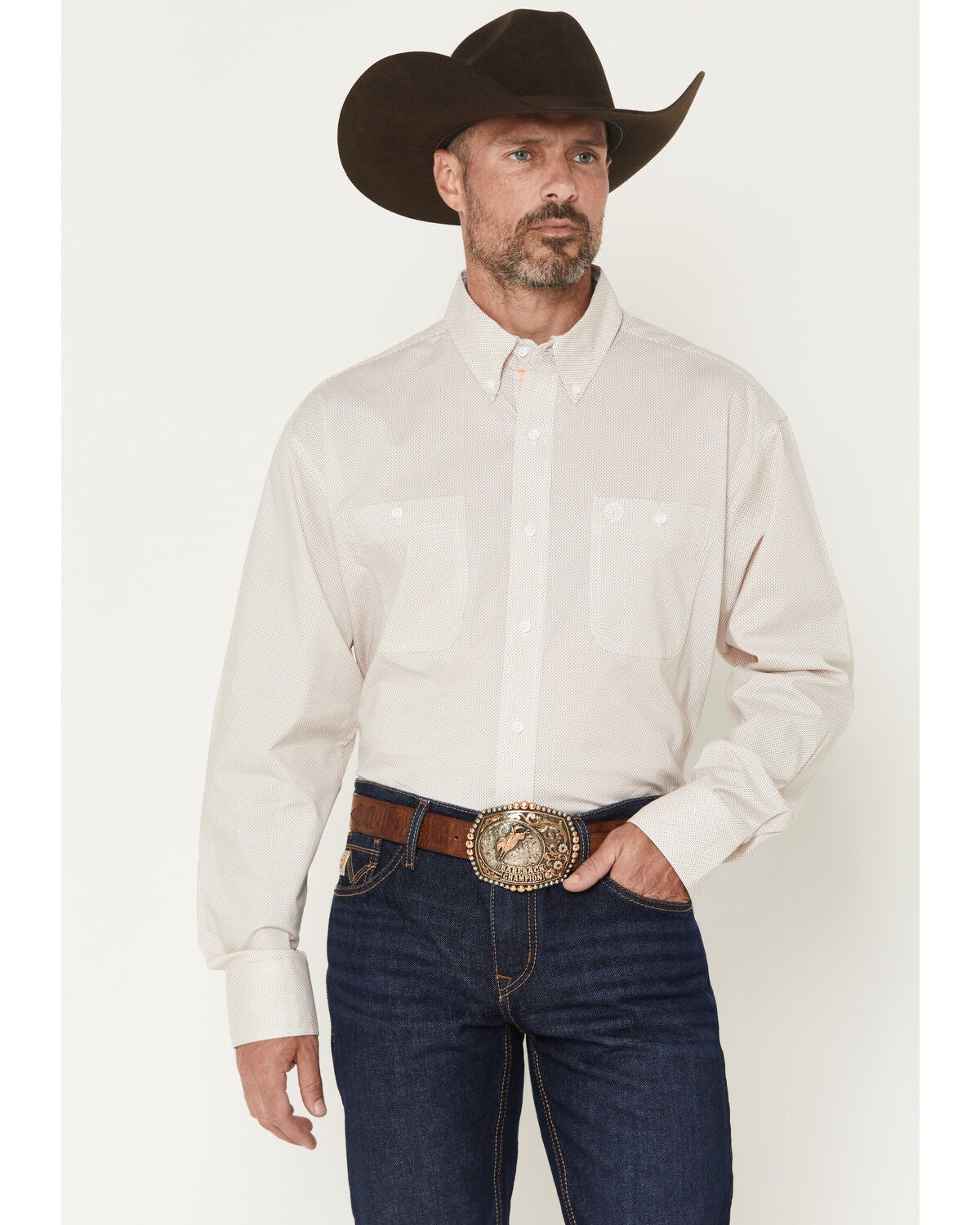 Men's Wrangler George Strait by Geo Print Long Sleeve Button-Down Stre