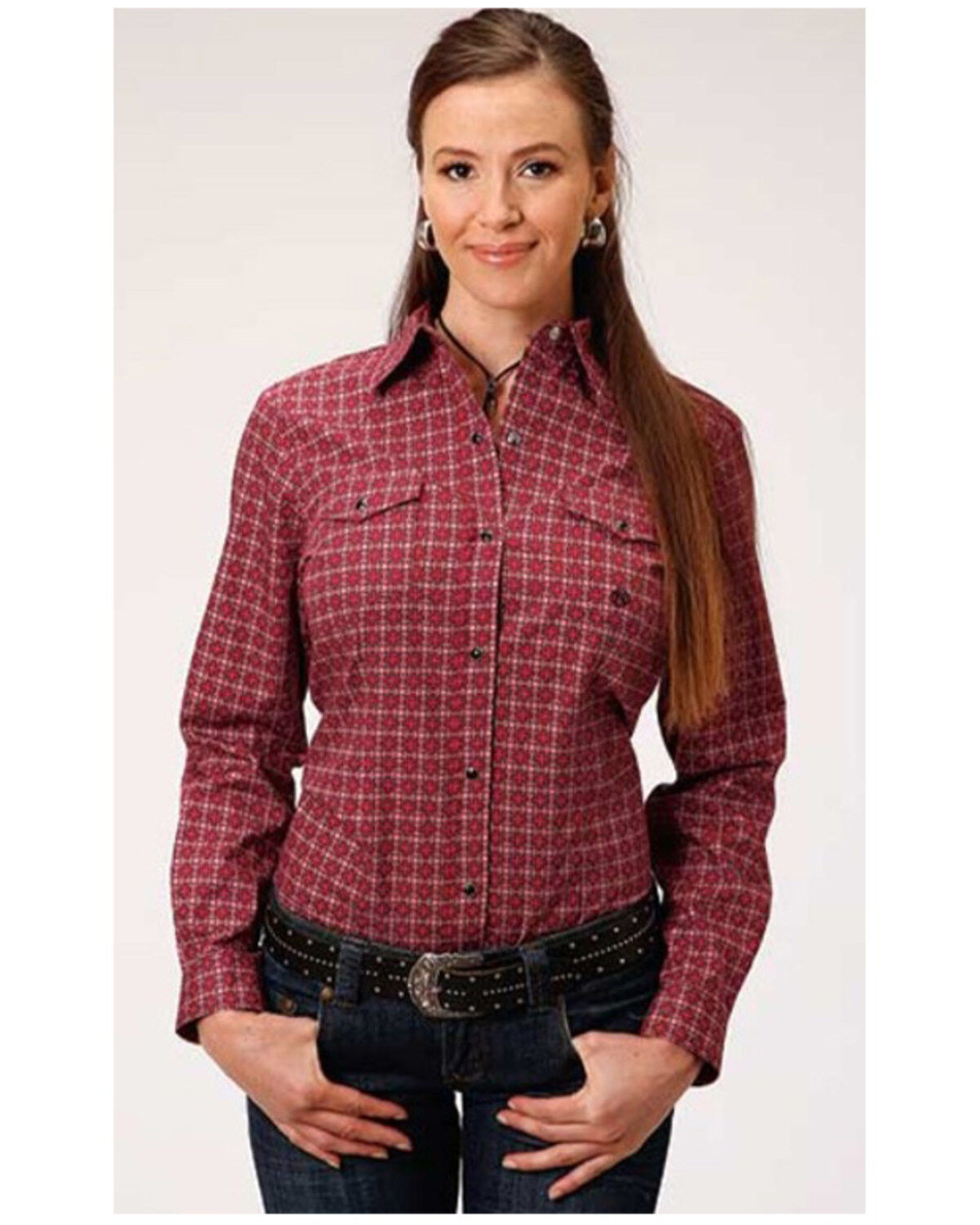 Women's Roper Red Geo Long Sleeve Western Shirt