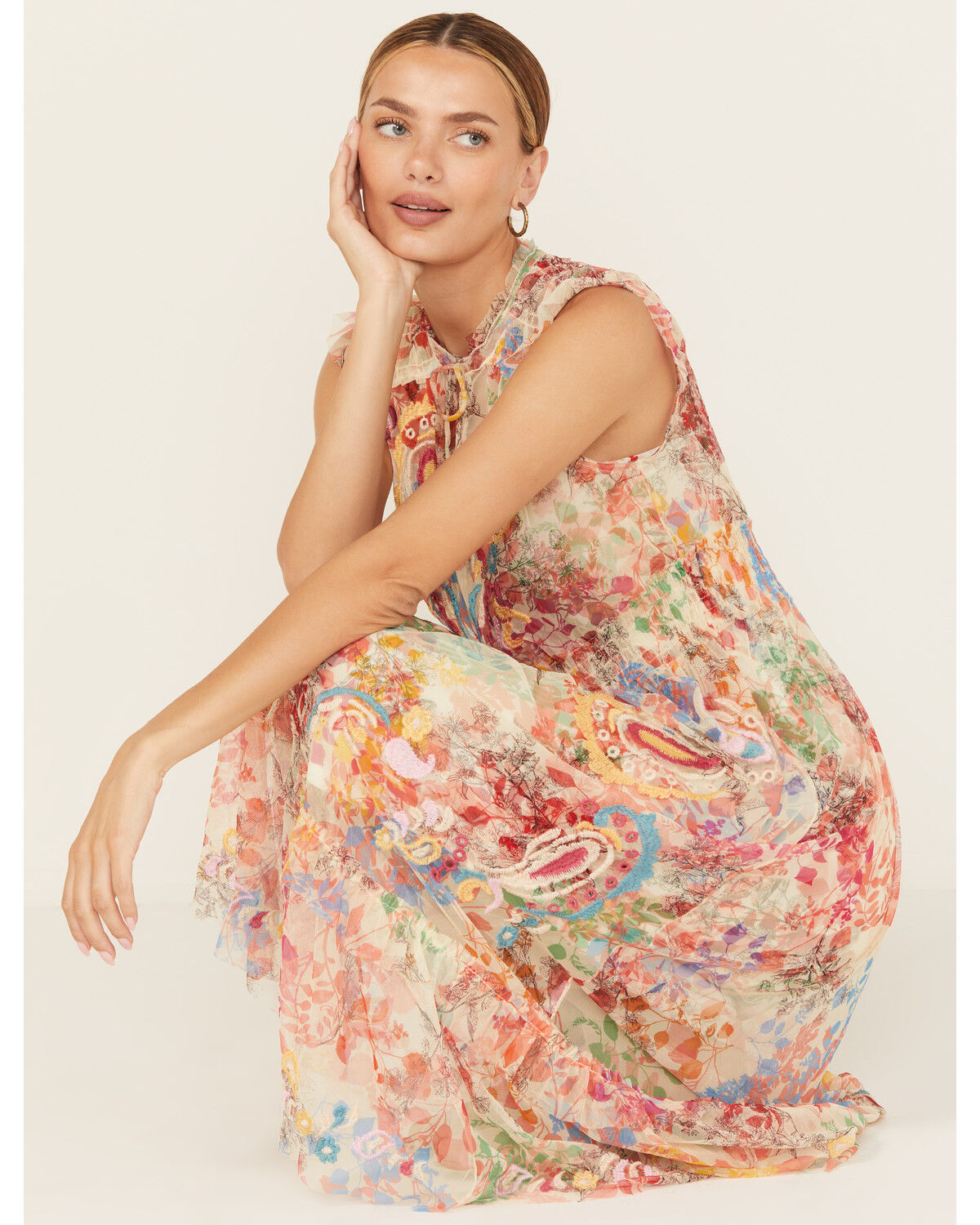 Women's Johnny Was Mazzy Tie Midi Dress