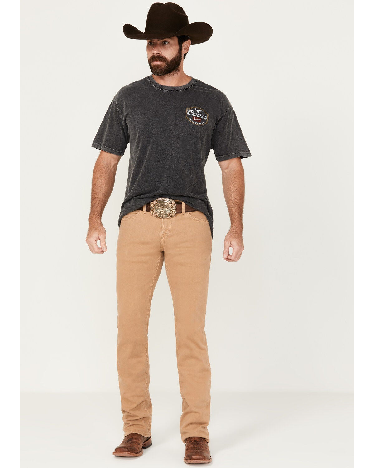 Men's Ariat Dark Khaki Grizzly Slim Straight Stretch Denim Jeans