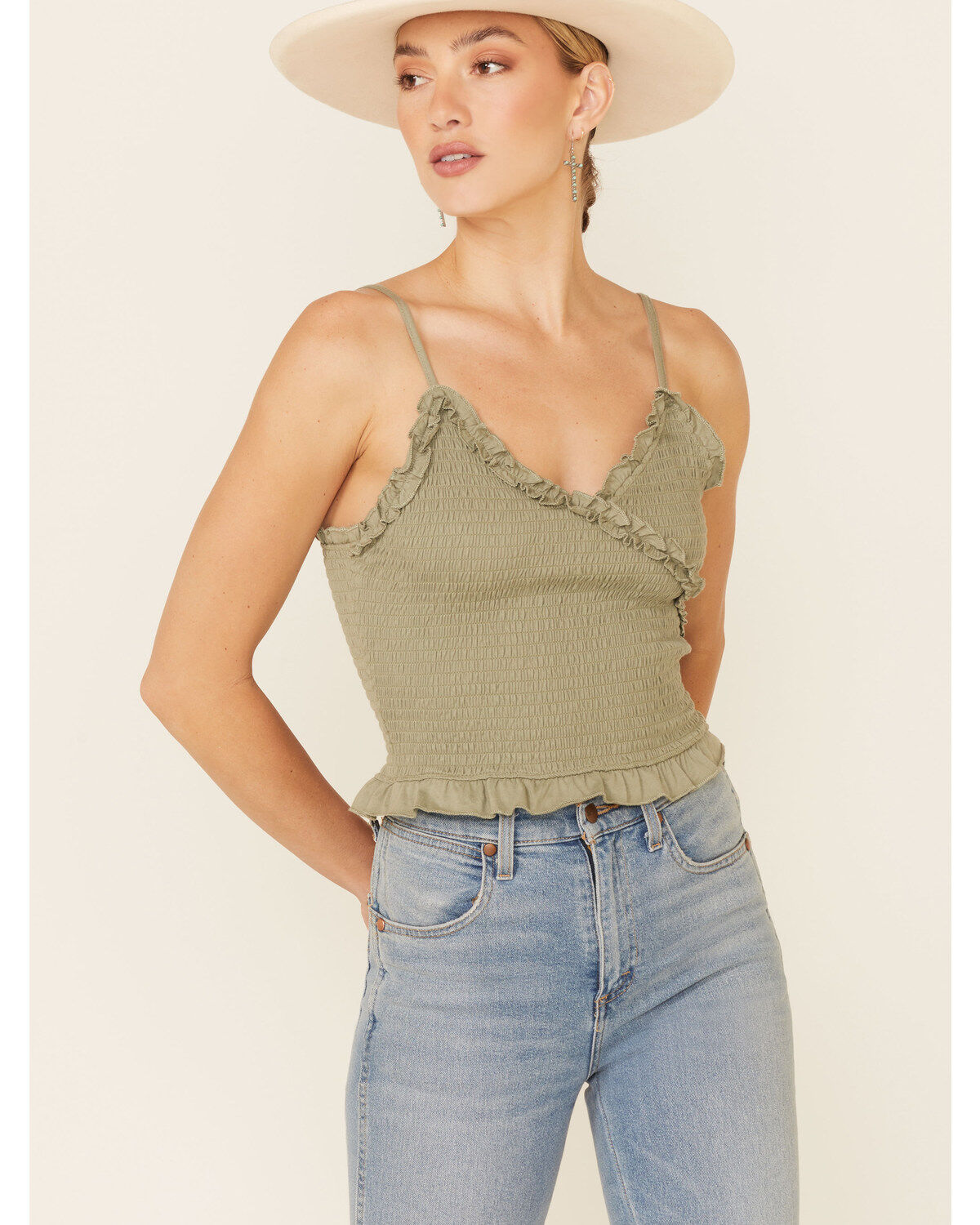 Women's Eyeshadow Smocked Crop Cami
