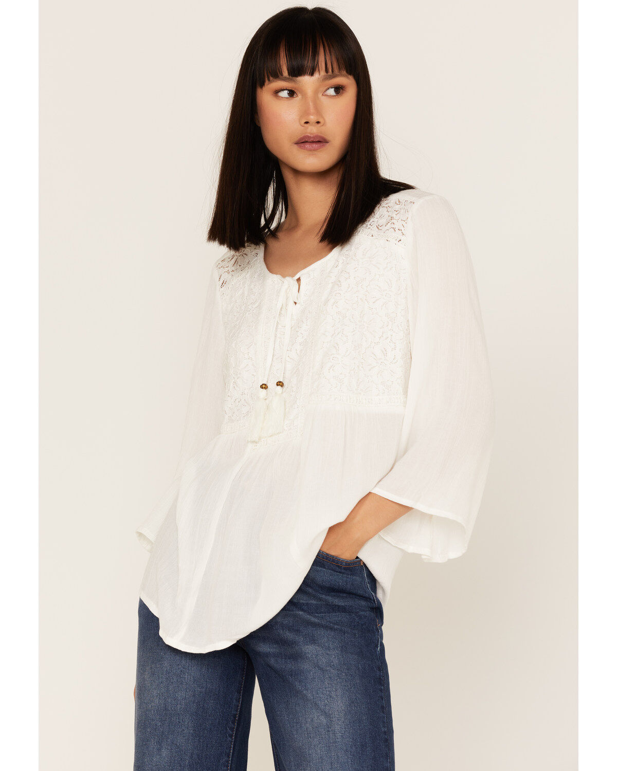 Women's Cotton & Rye Long Puff Sleeve Top