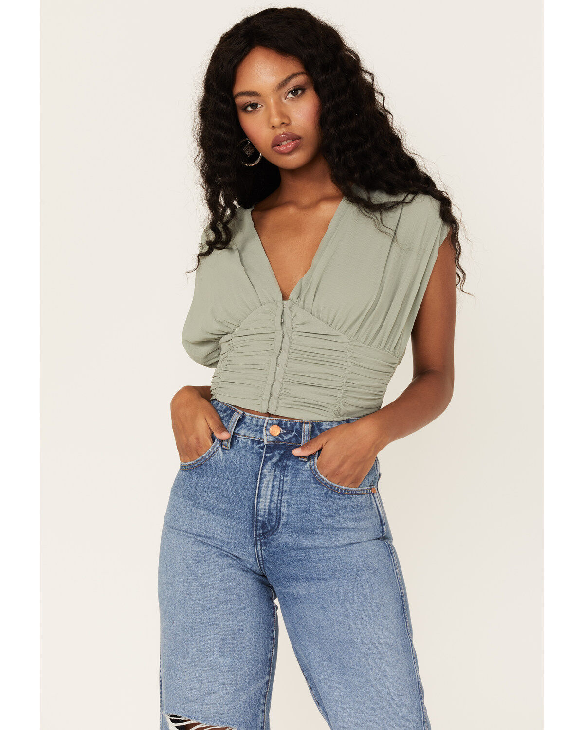 Women's Free People Aria Ruched Corset Crop Top