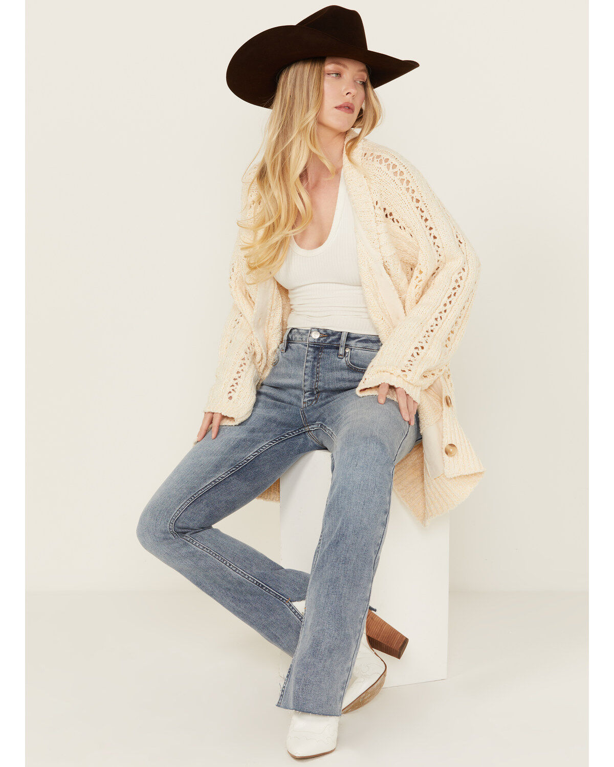 Women's Free People Cable Knit Button-Down Cardigan
