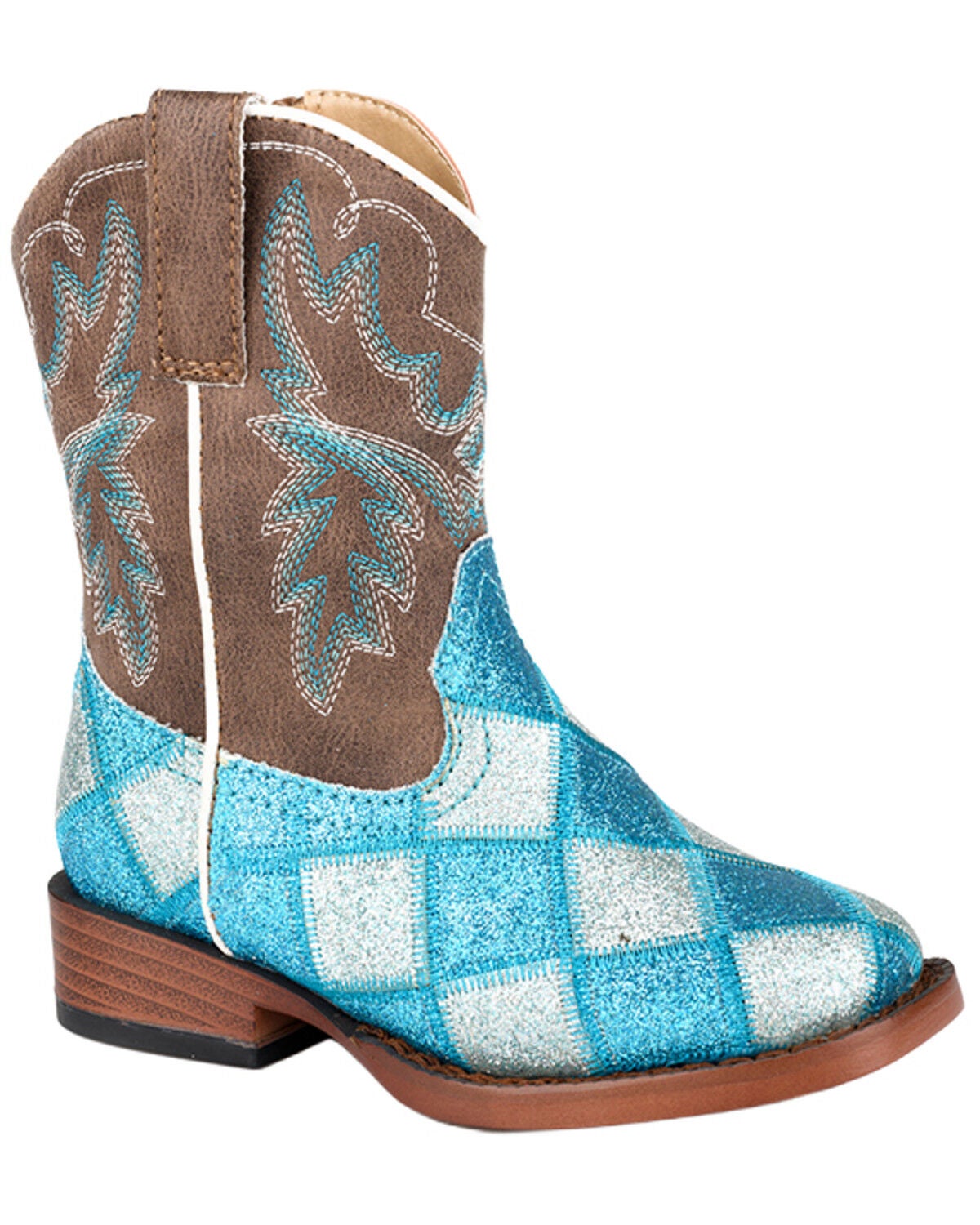 Girls' Roper Toddler Glitter Blocks Western Boots - Broad Square Toe