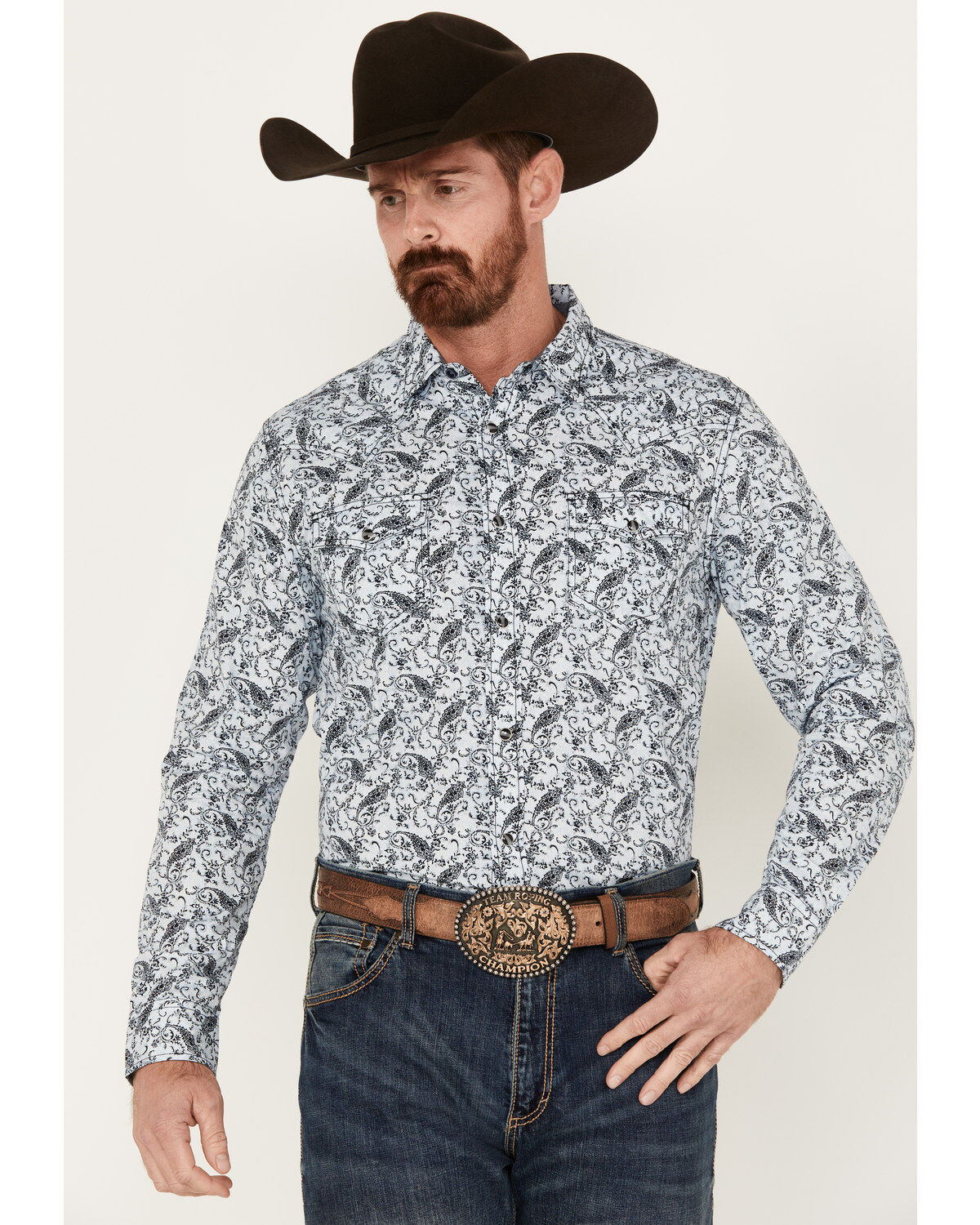 Men's Cody James Casa Blanca Paisley Print Long Sleeve Snap Western Sh