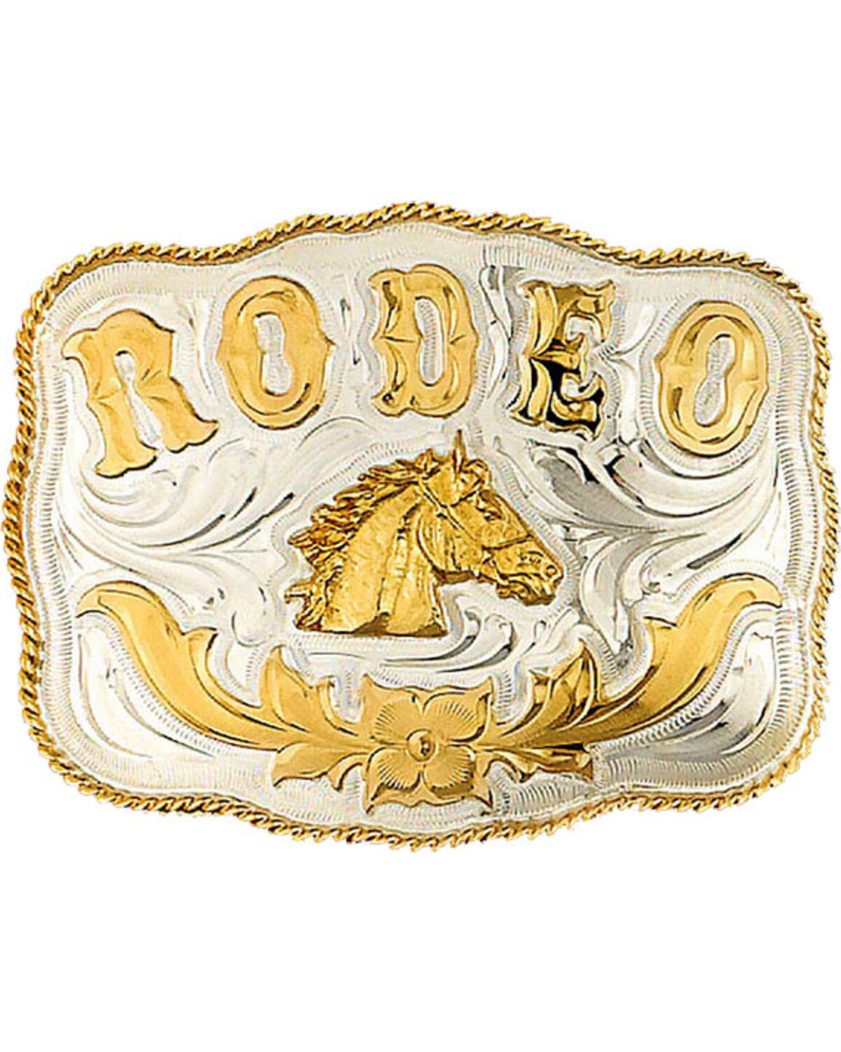 Men's Silver Western Express Rodeo Horsehead Belt Buckle