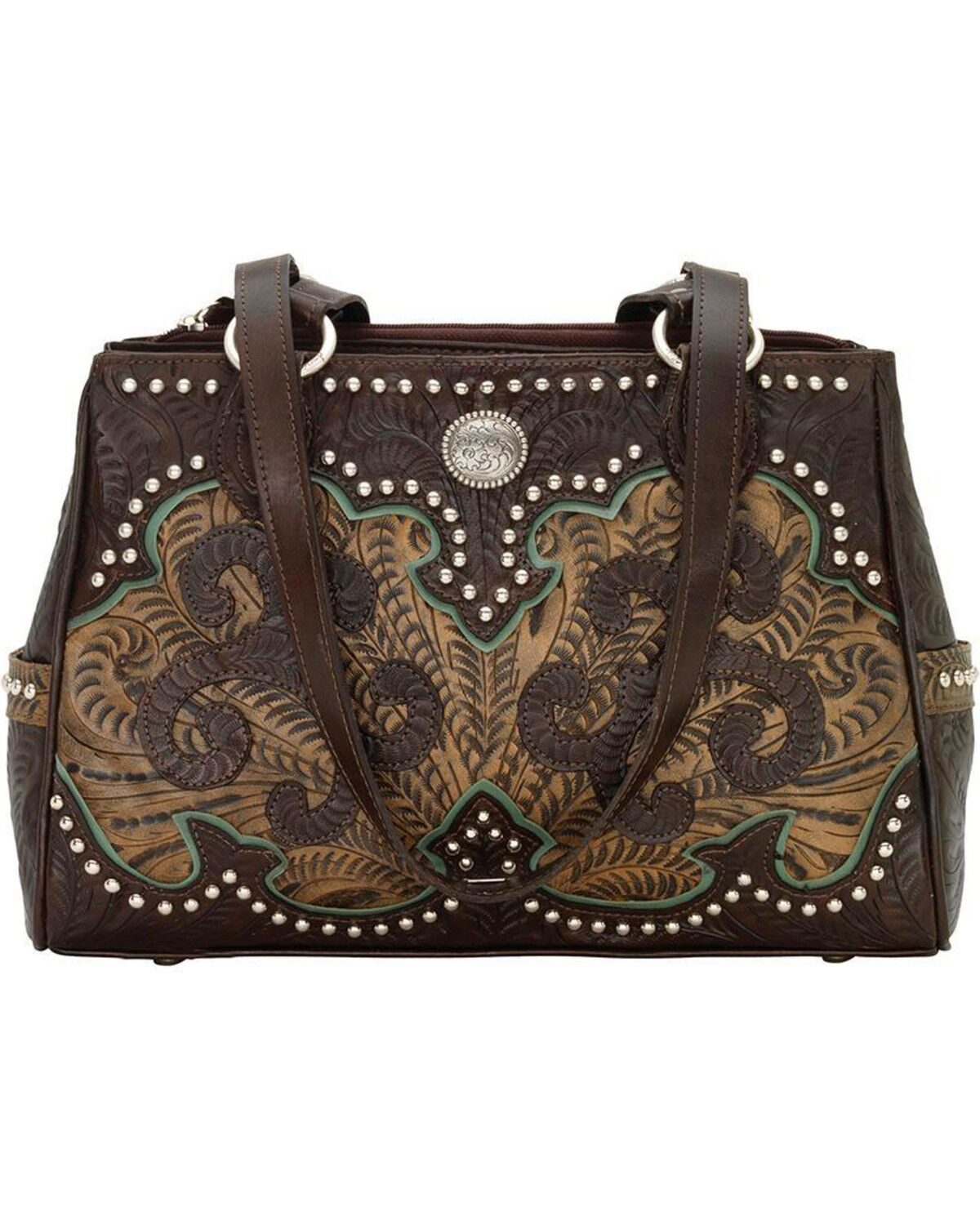 Women's American West Hand Tooled Concealed Carry Multi-Compartment To