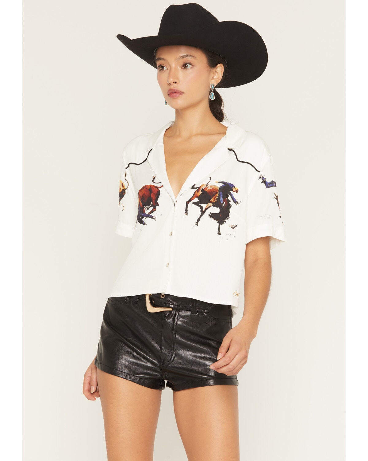 Women's Wrangler X Lainey Wilson Cowboy Short Sleeve Snap Camp Shirt