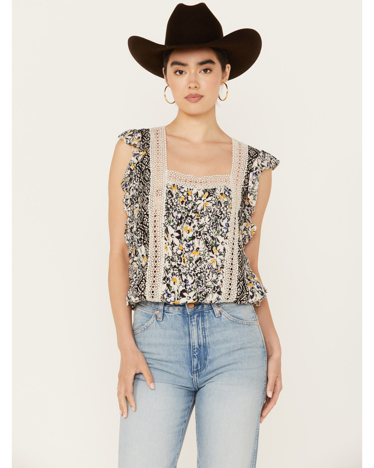 Women's Angie Butterfly Sleeve Floral Print Top