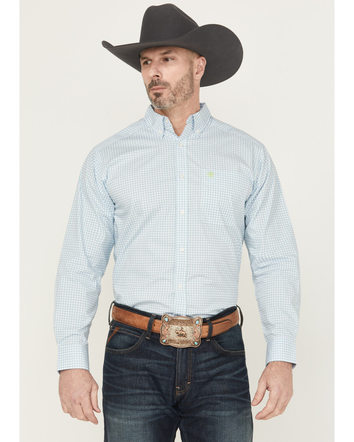 Men's Ariat Cillian Geo Print Long Sleeve Button-Down Western Shirt