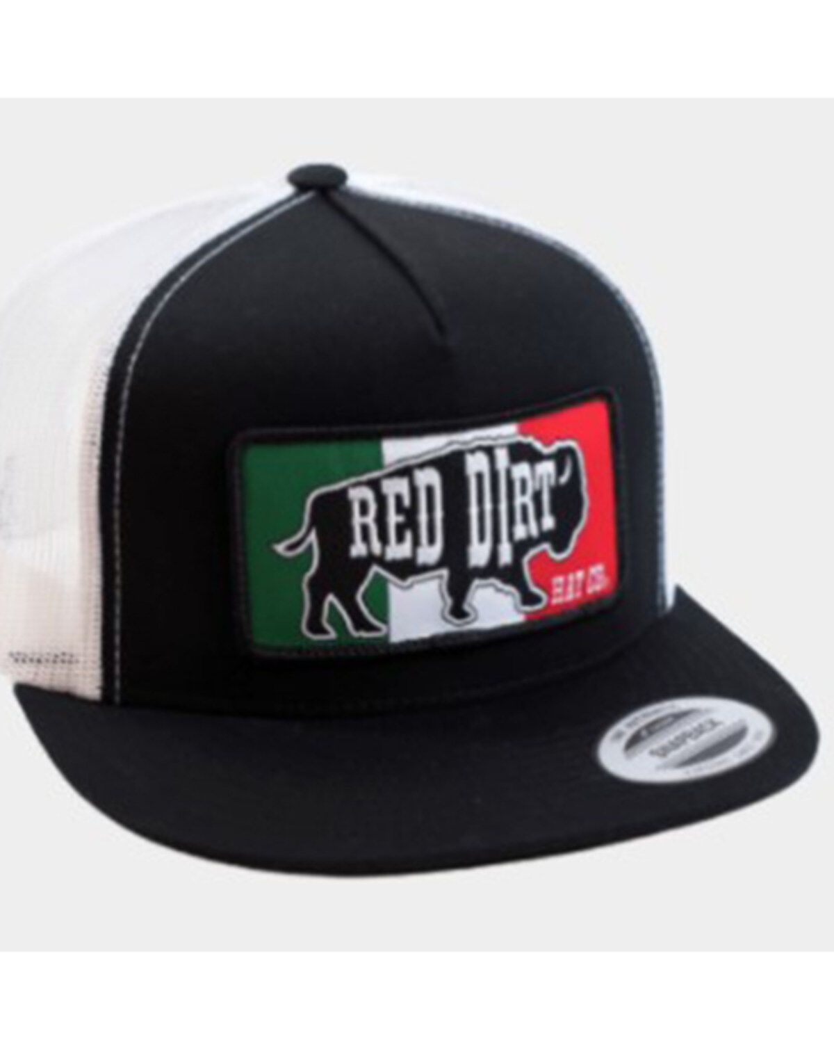Men's Red Dirt Hat Mexican Flag Patch Mesh Back Ball Cap