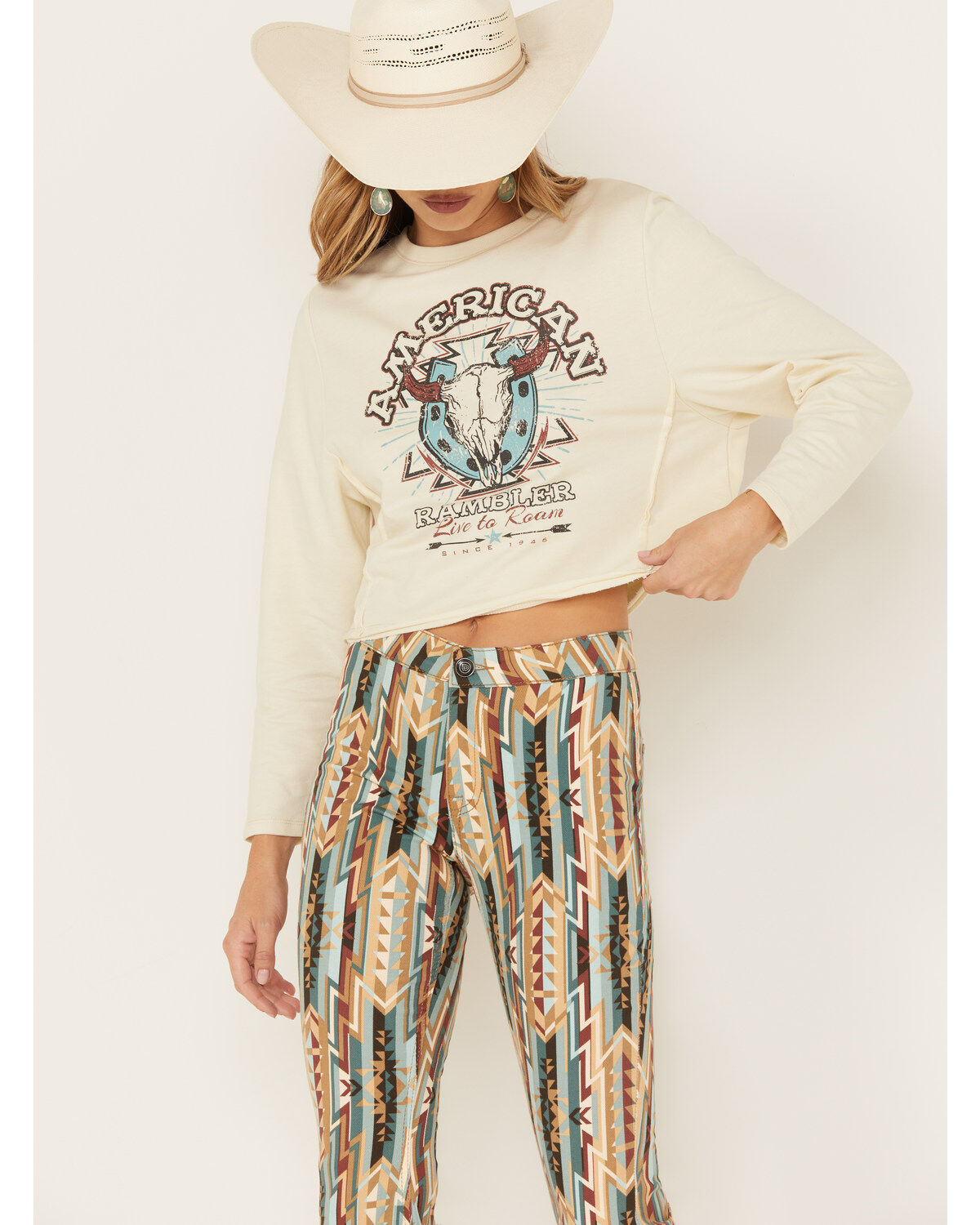 Women's Rock & Roll Denim American Rambler Graphic Long Sleeve Tee