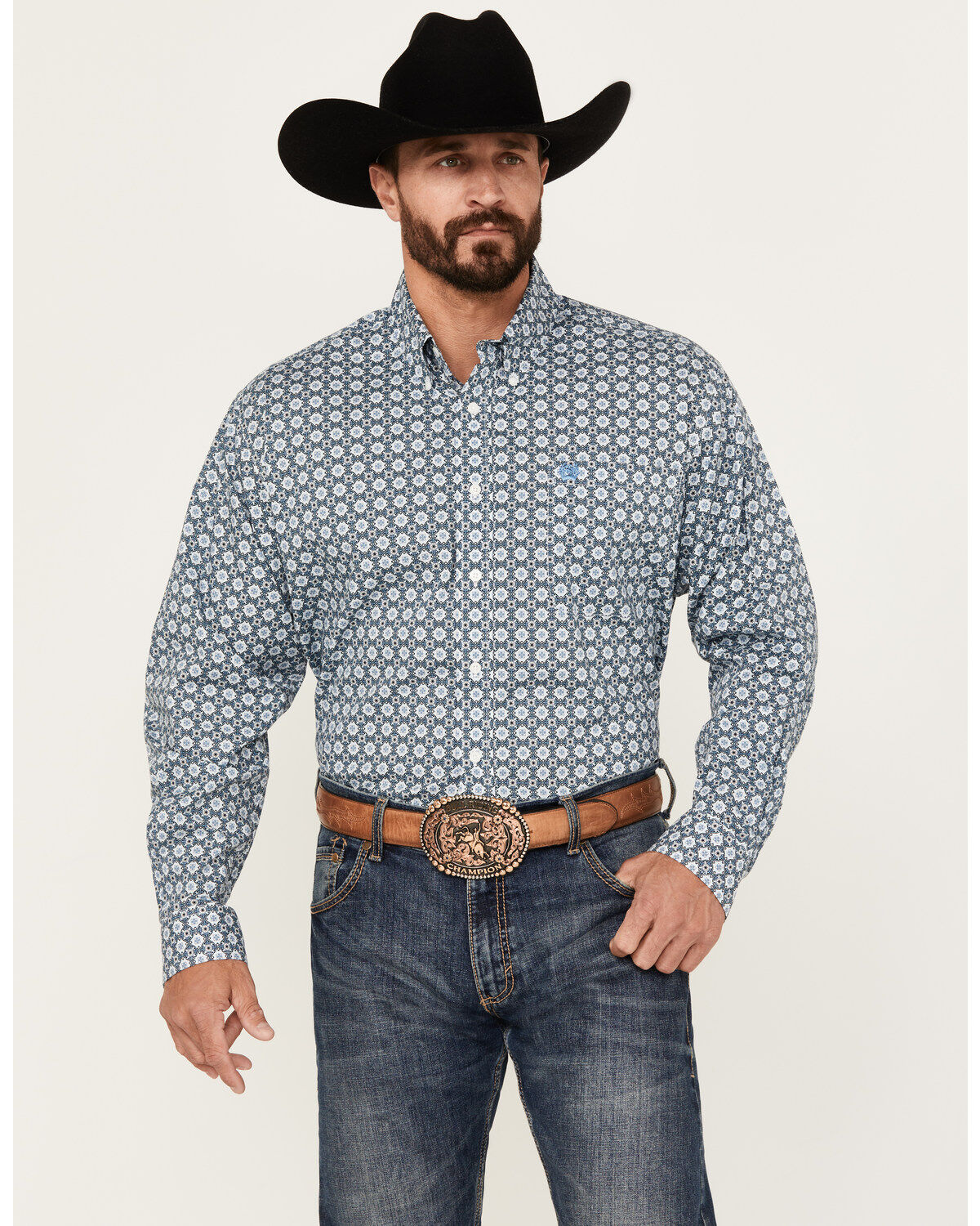 Men's Cinch Medallion Print Long Sleeve Button-Down Stretch Western Sh