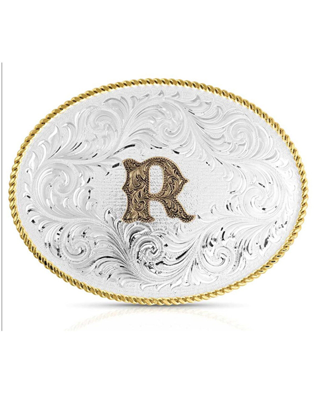 Montana Silversmiths Classic Western Oval Two-Tone Initial Belt Buckle