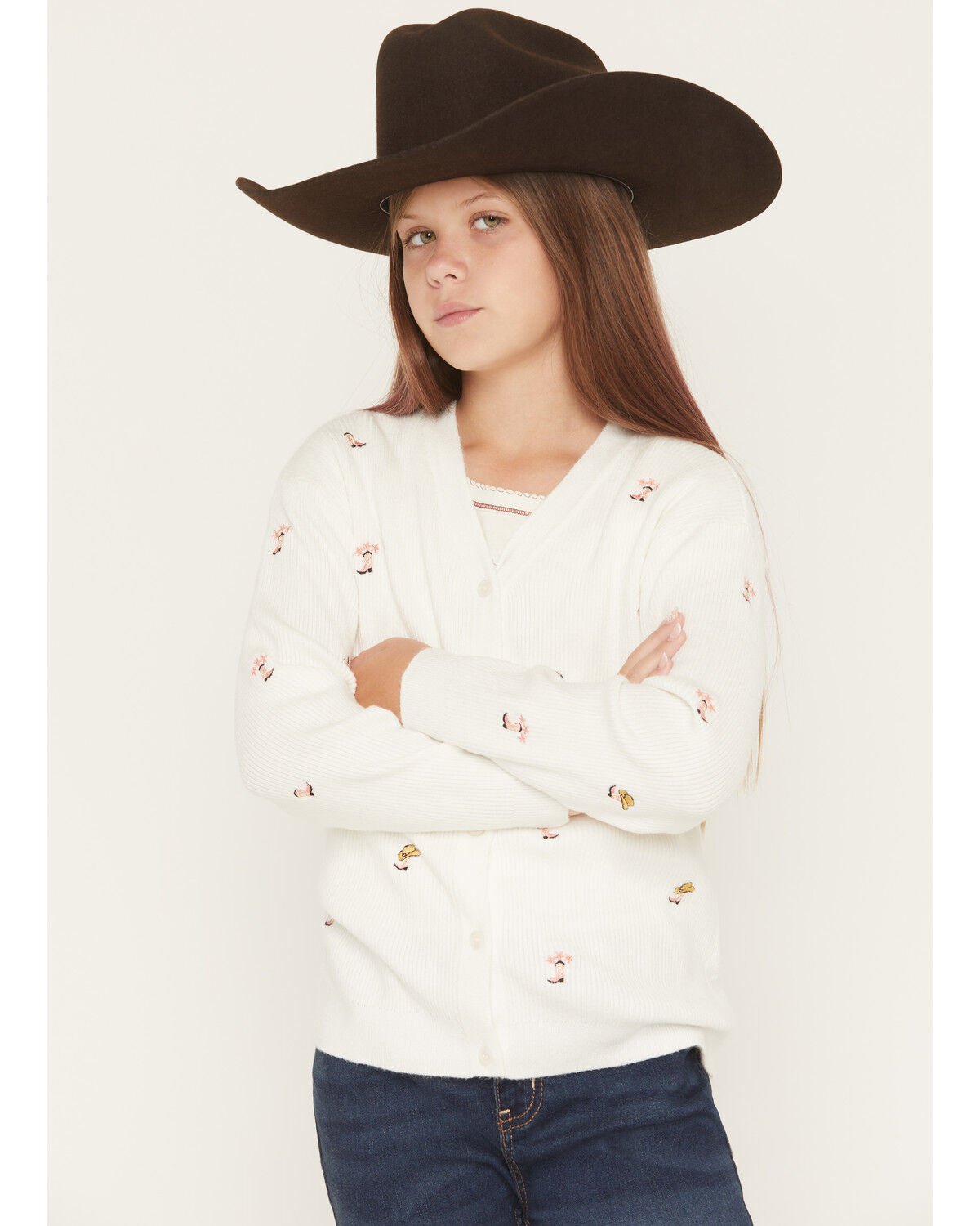 Girls' Fornia Boot Embroidered Cardigan