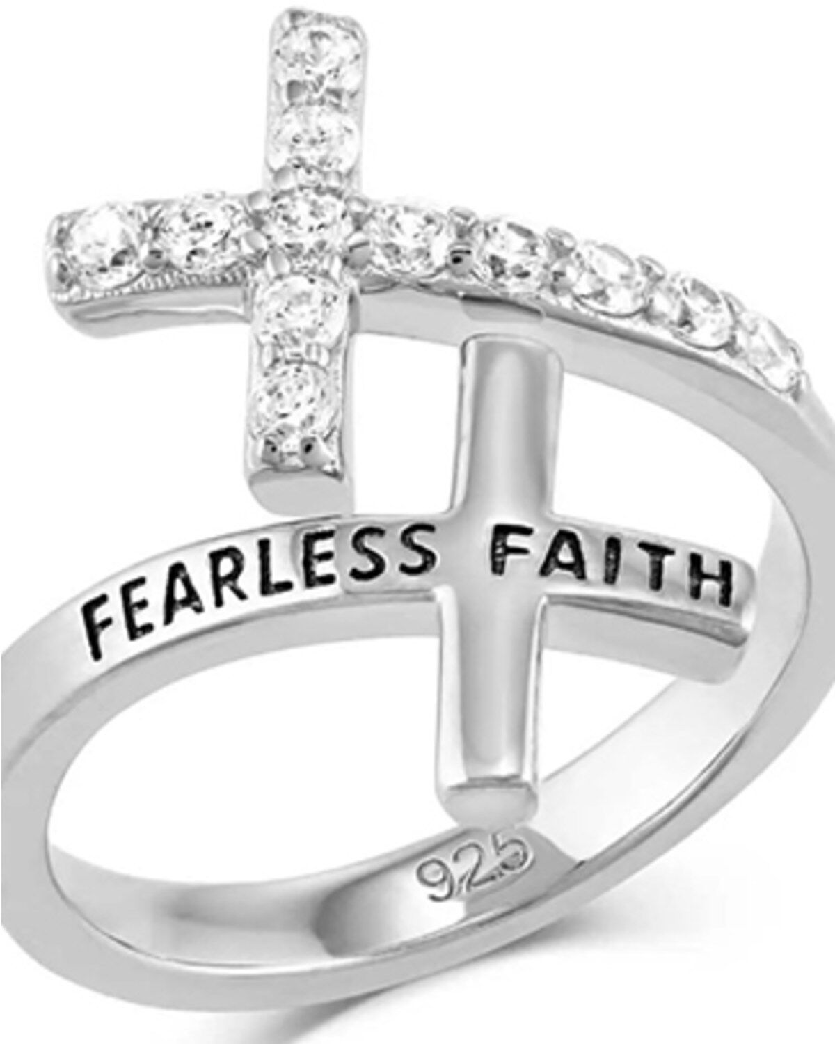Women's Montana Silversmiths Fearless Faith Crystal Cross Ring