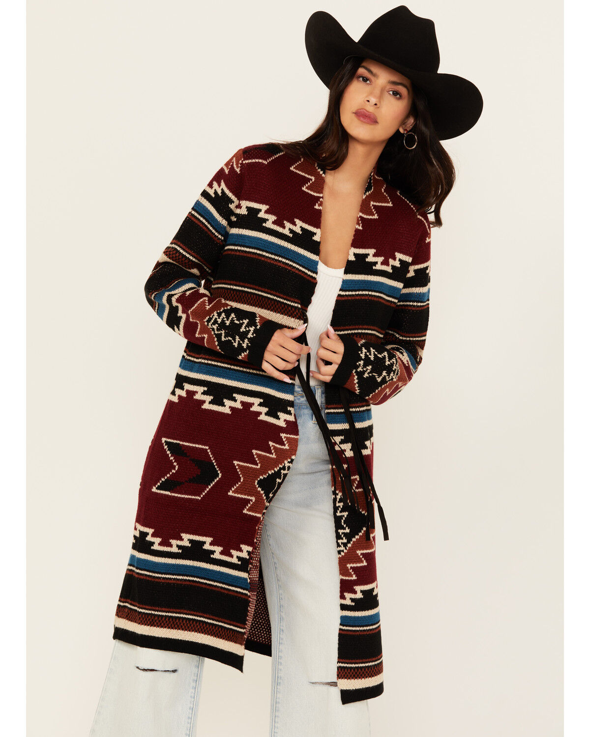 Women's Cotton & Rye Southwestern Print Long Concho Cardigan