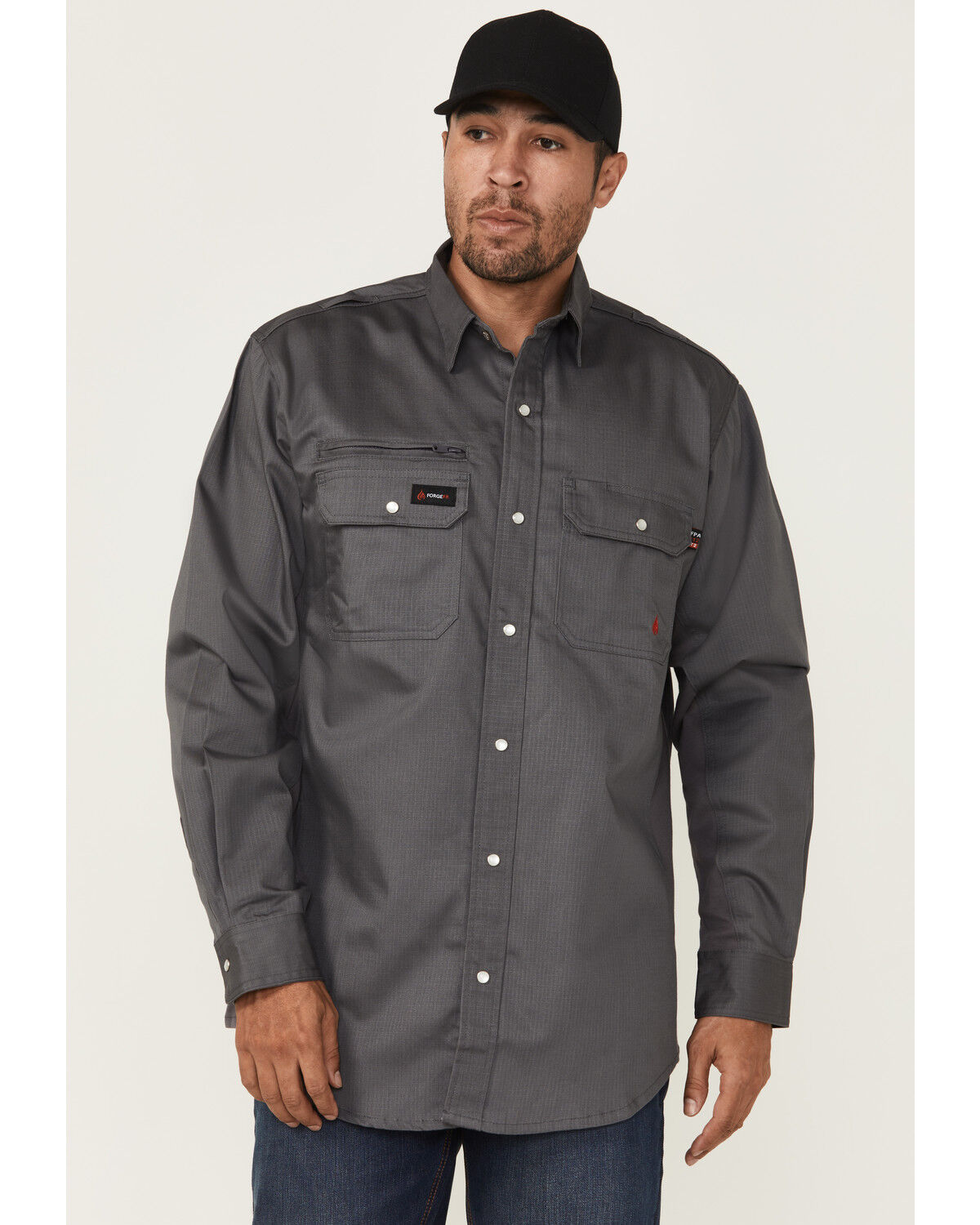 Men's Forge Workwear FR Lightweight Ripstop Vent Long Sleeve Snap Work