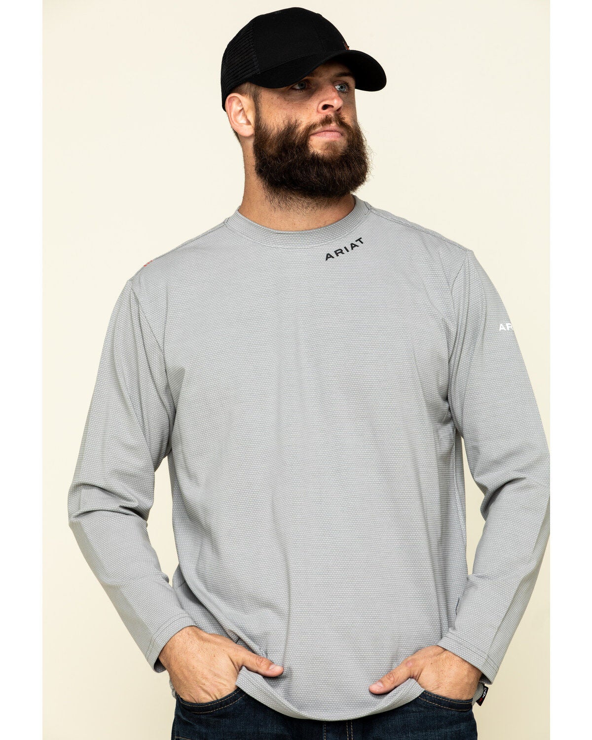 Men's Ariat Navy FR Base Layer Long Sleeve Work T-Shirt - Big & Tall
