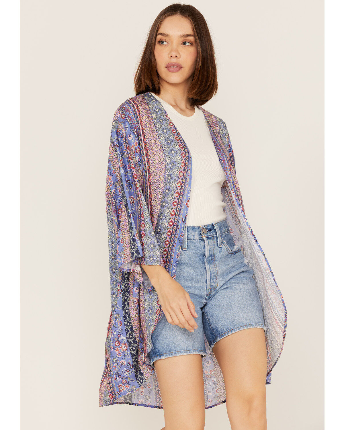 Women's Cotton & Rye Floral Border Print Kimono
