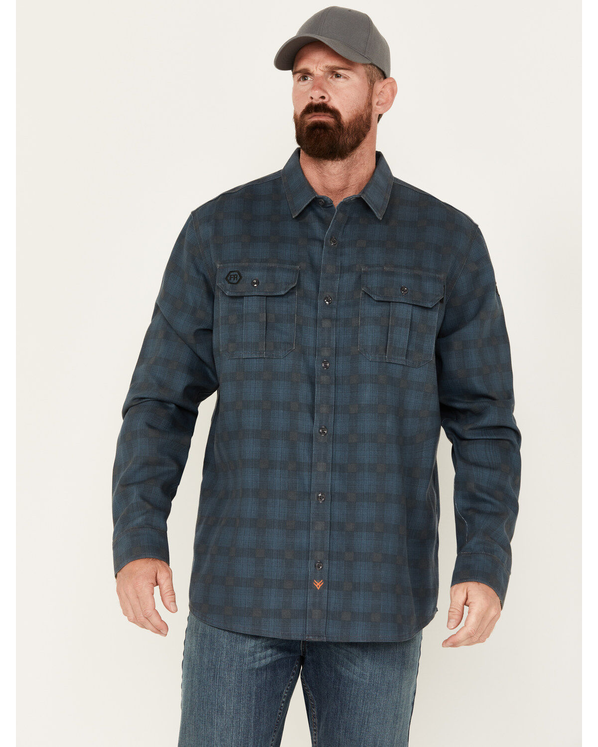 Men's Hawx FR Plaid Print Long Sleeve Button-Down Work Shirt