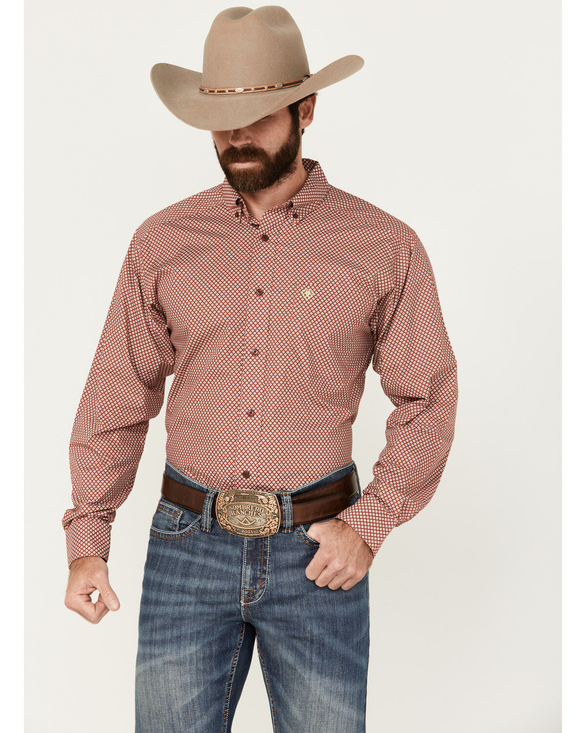 Men's Ariat Teegan Geo Print Long Sleeve Button-Down Western Shirt