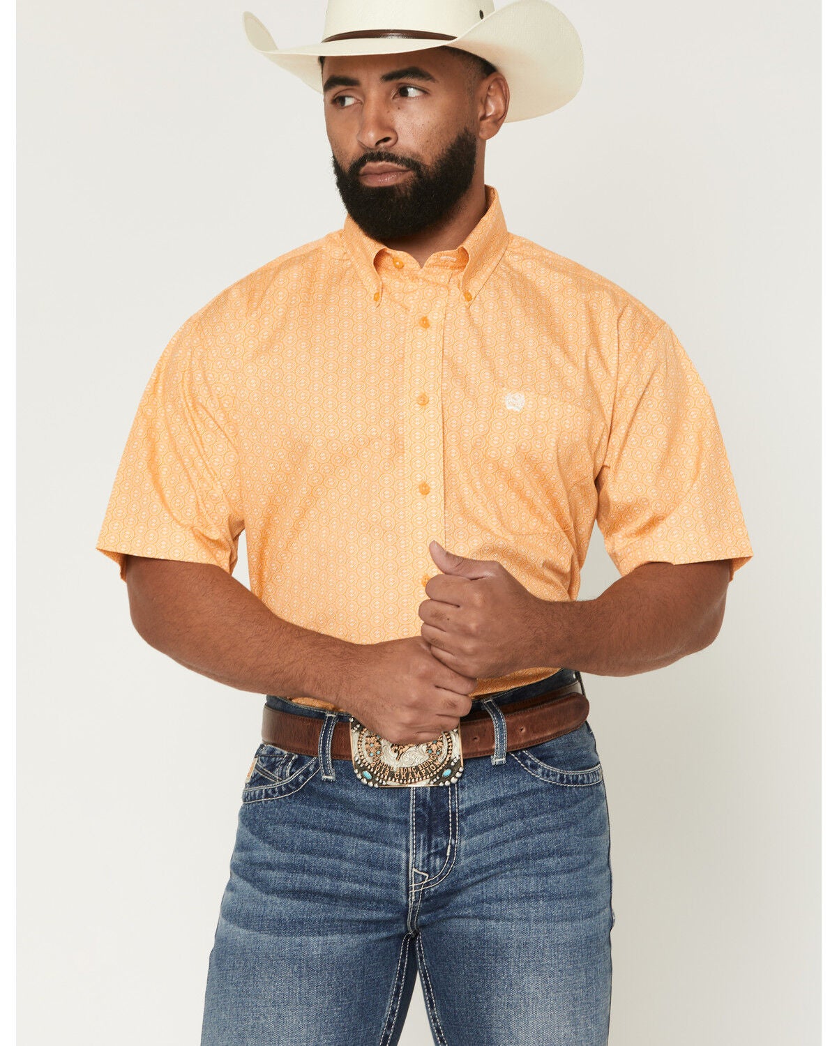 Men's Cinch Boot Barn Exclusive Geo Print Short Sleeve Button-Down Wes