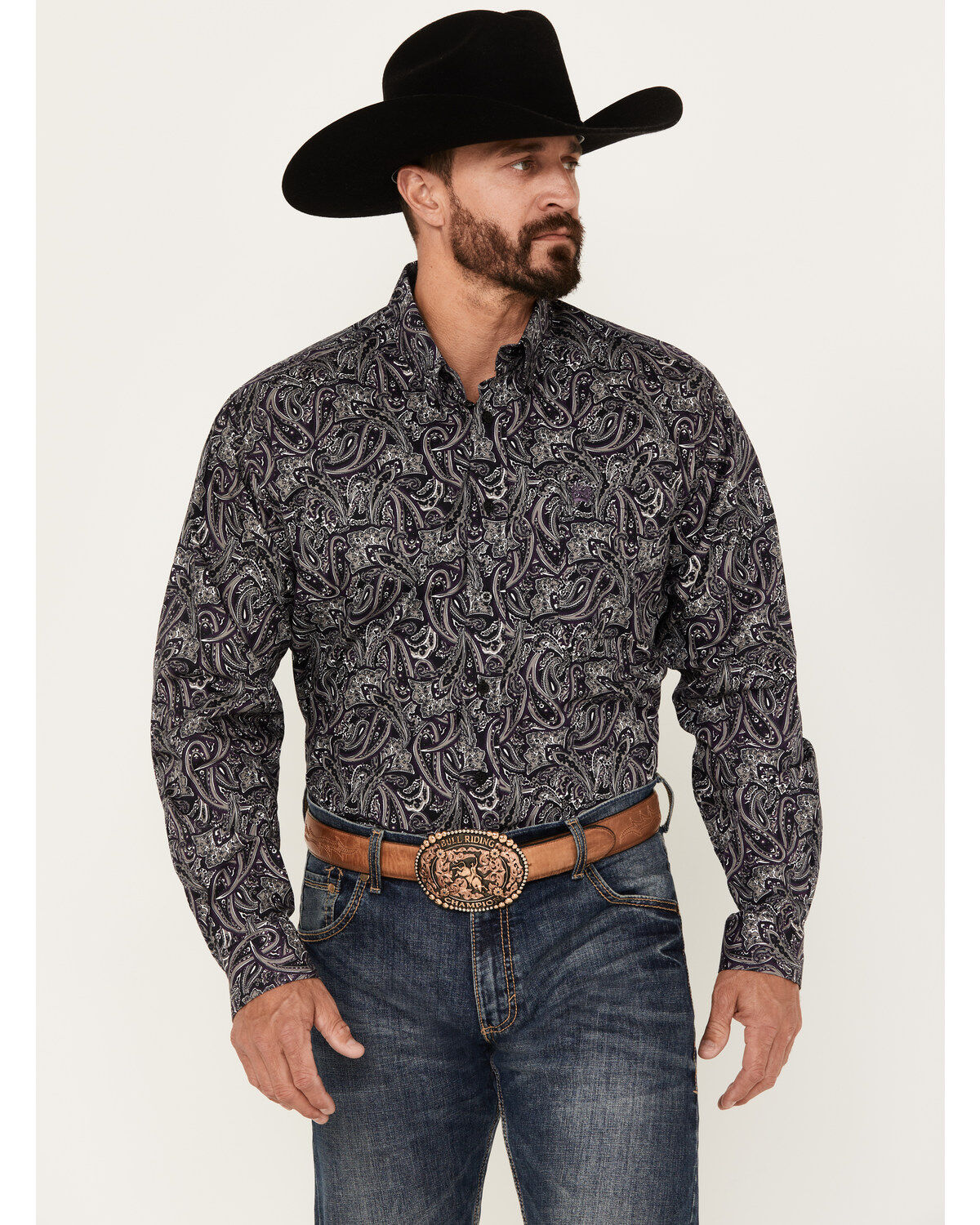 Men's Cinch Paisley Print Long Sleeve Button-Down Western Shirt