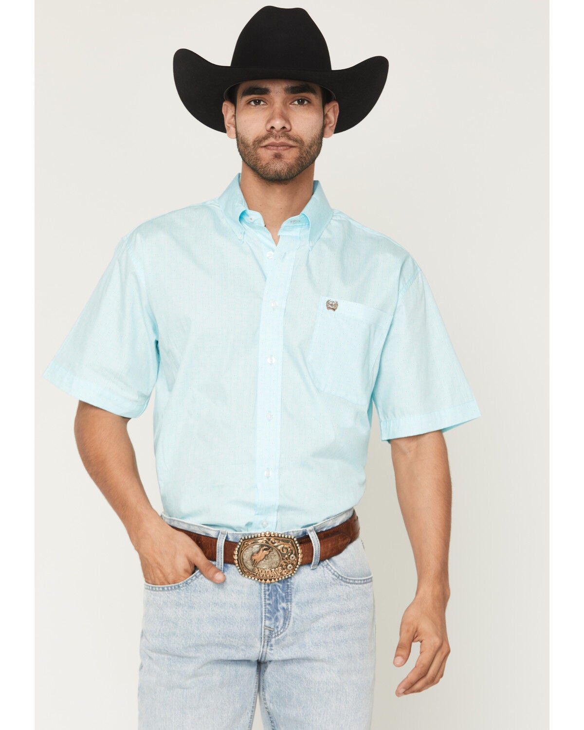 Men's Cinch Boot Barn Exclusive Geo Print Short Sleeve Button-Down Wes