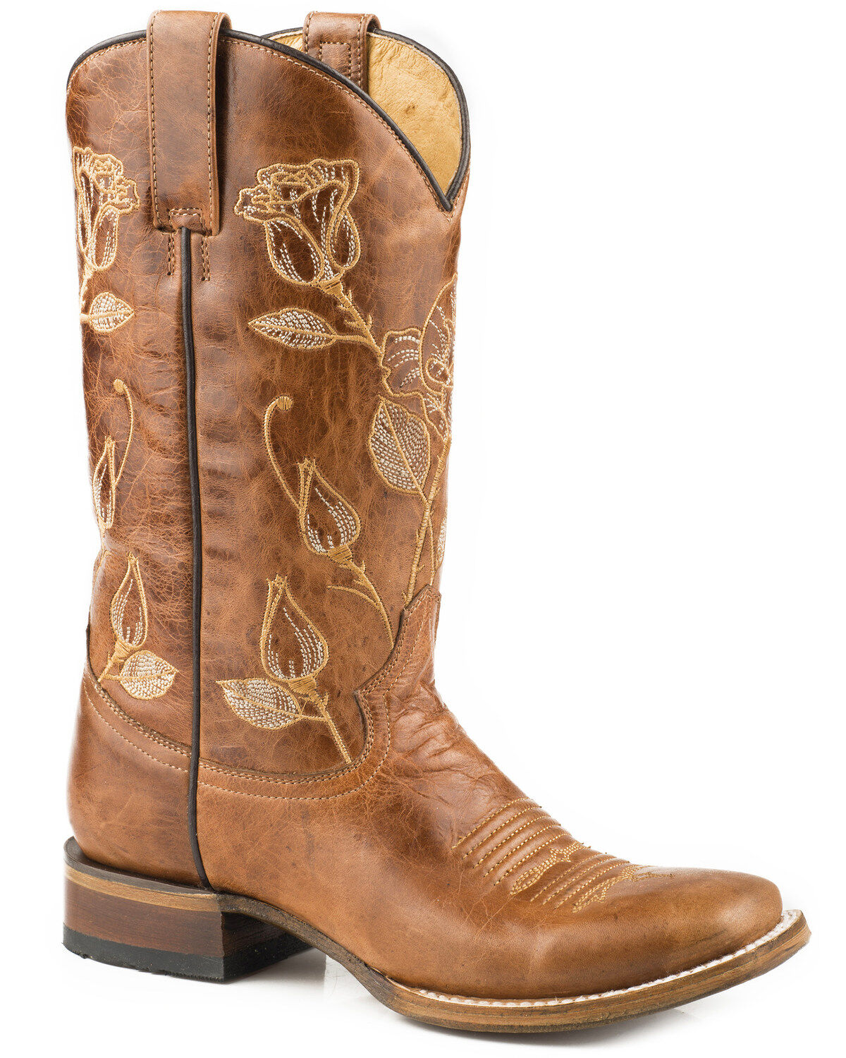 Rose embroidered ankle boots top