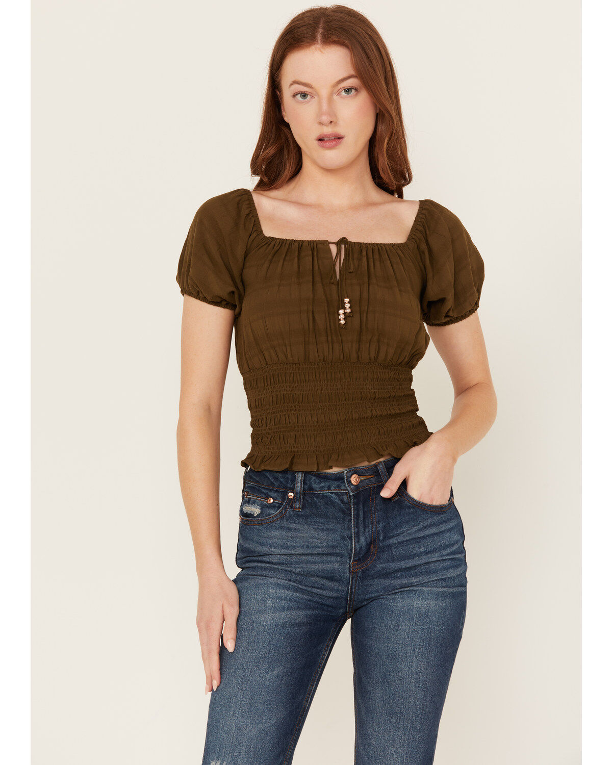 Women's Shyanne Puff Sleeve Smocked Bodice Top