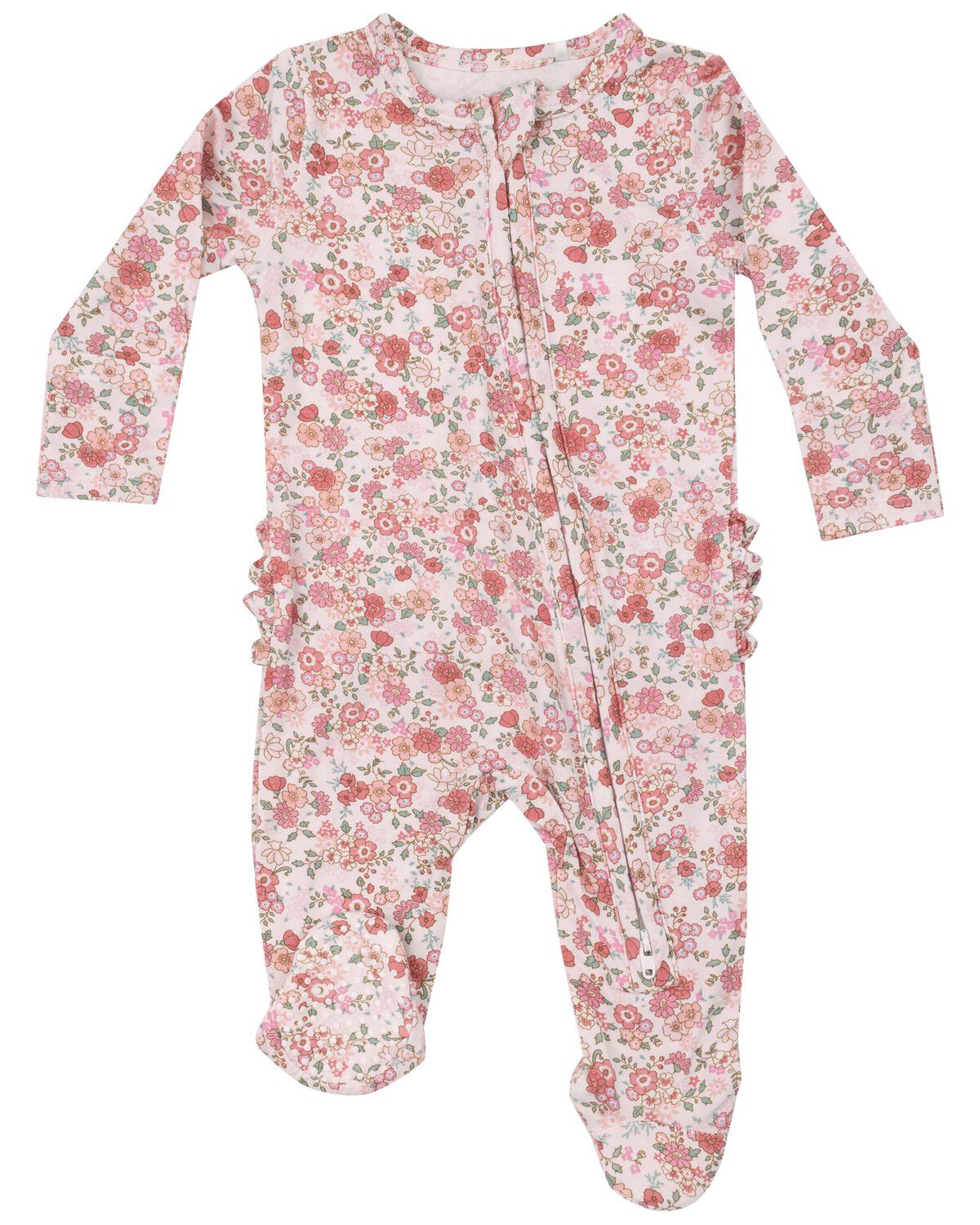 Girls' Angel Dear Infant Pretty Calico Floral Print Zip-Up Onesie