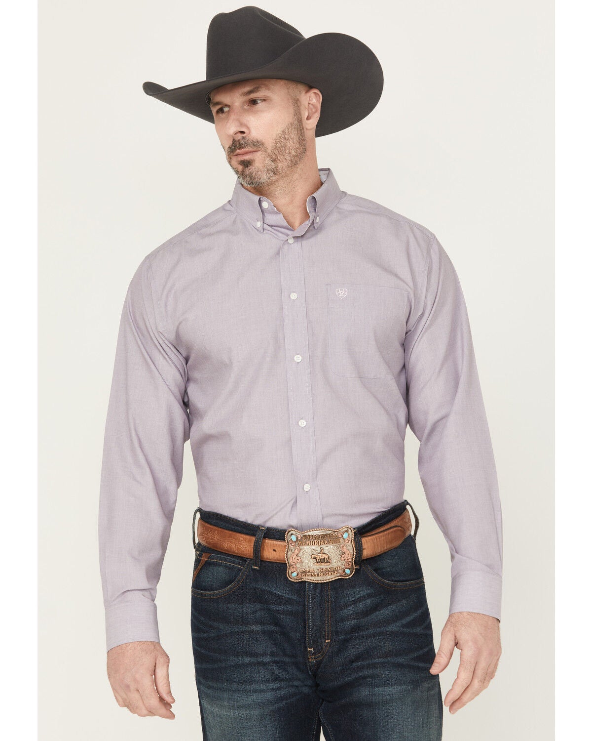 Men's Ariat Solid Long Sleeve Button-Down Western Shirt