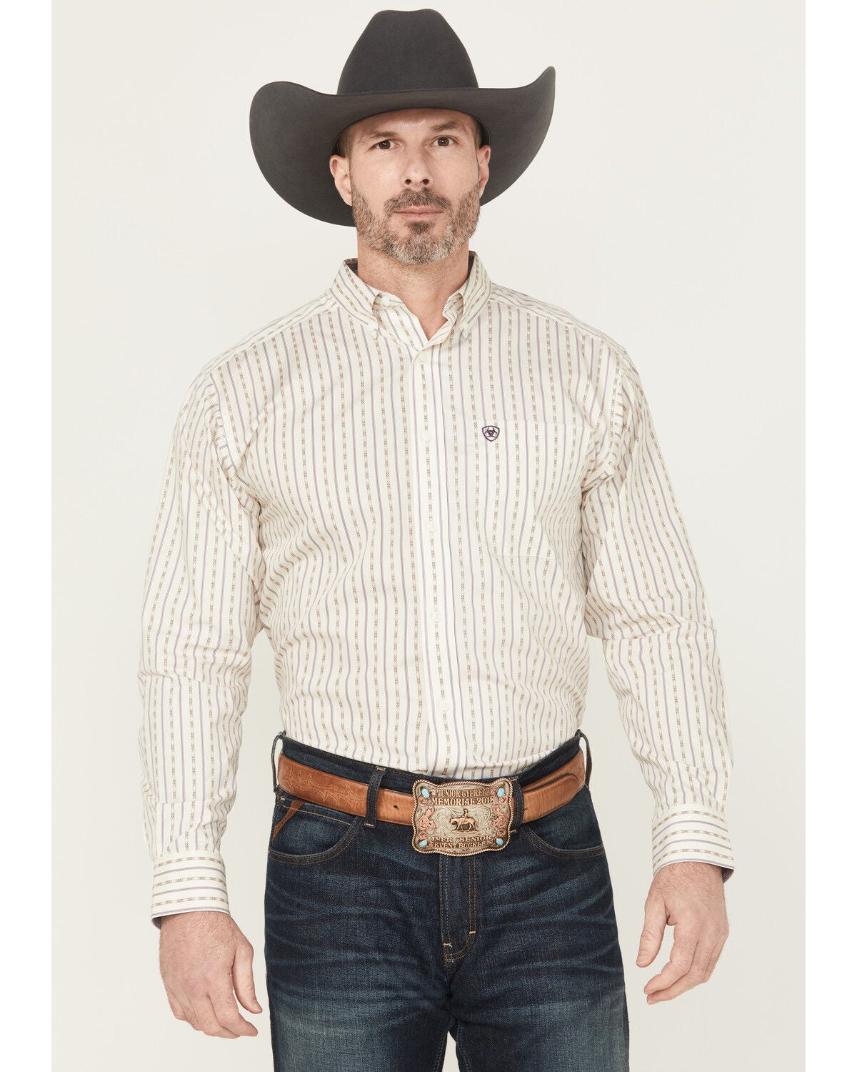 Men's Ariat Randall Wrinkle Free Striped Long Sleeve Button-Down Weste