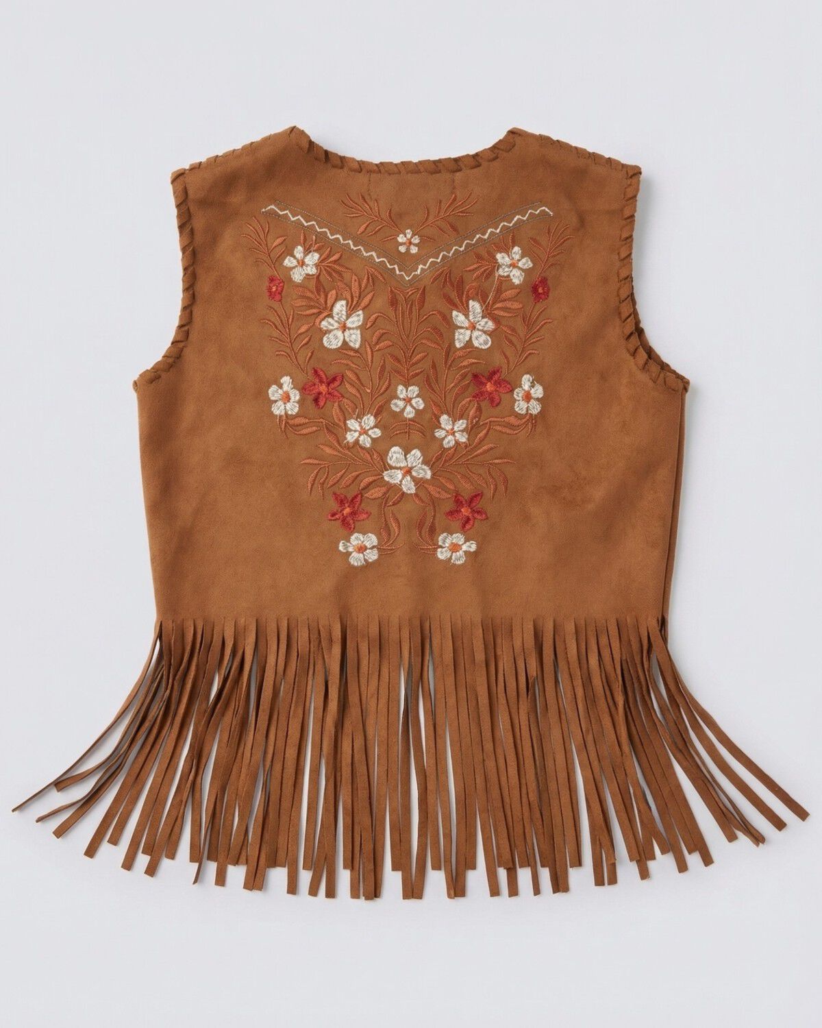 Girls' Fornia Toddler Floral Embroidered Faux Suede Vest