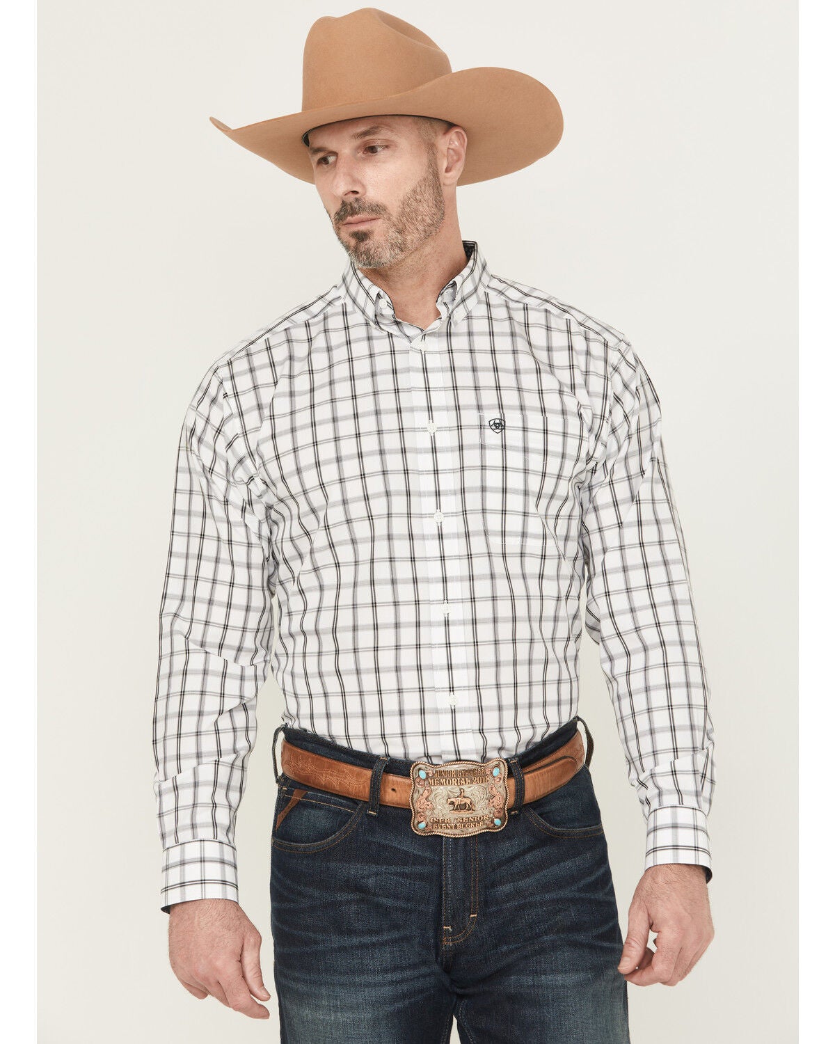 Men's Ariat Remi Wrinkle Free Plaid Print Long Sleeve Button-Down West