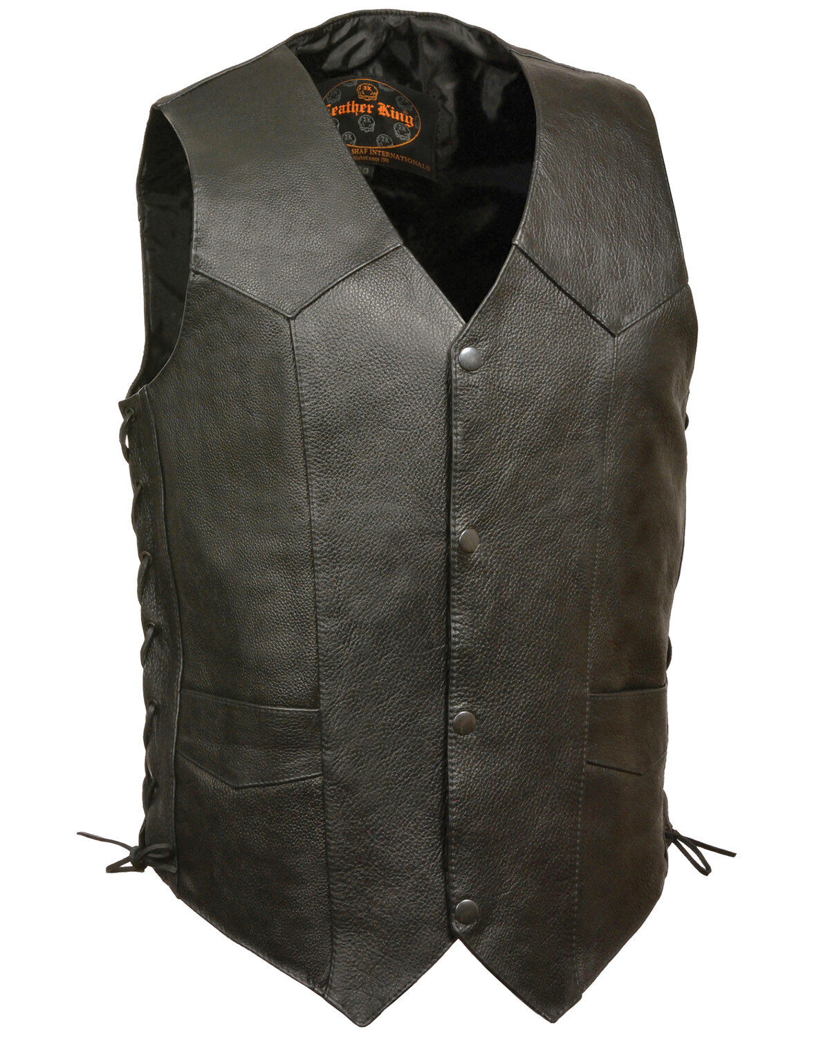 Men's Milwaukee Leather Classic Side Lace Biker Vest - Extra Big