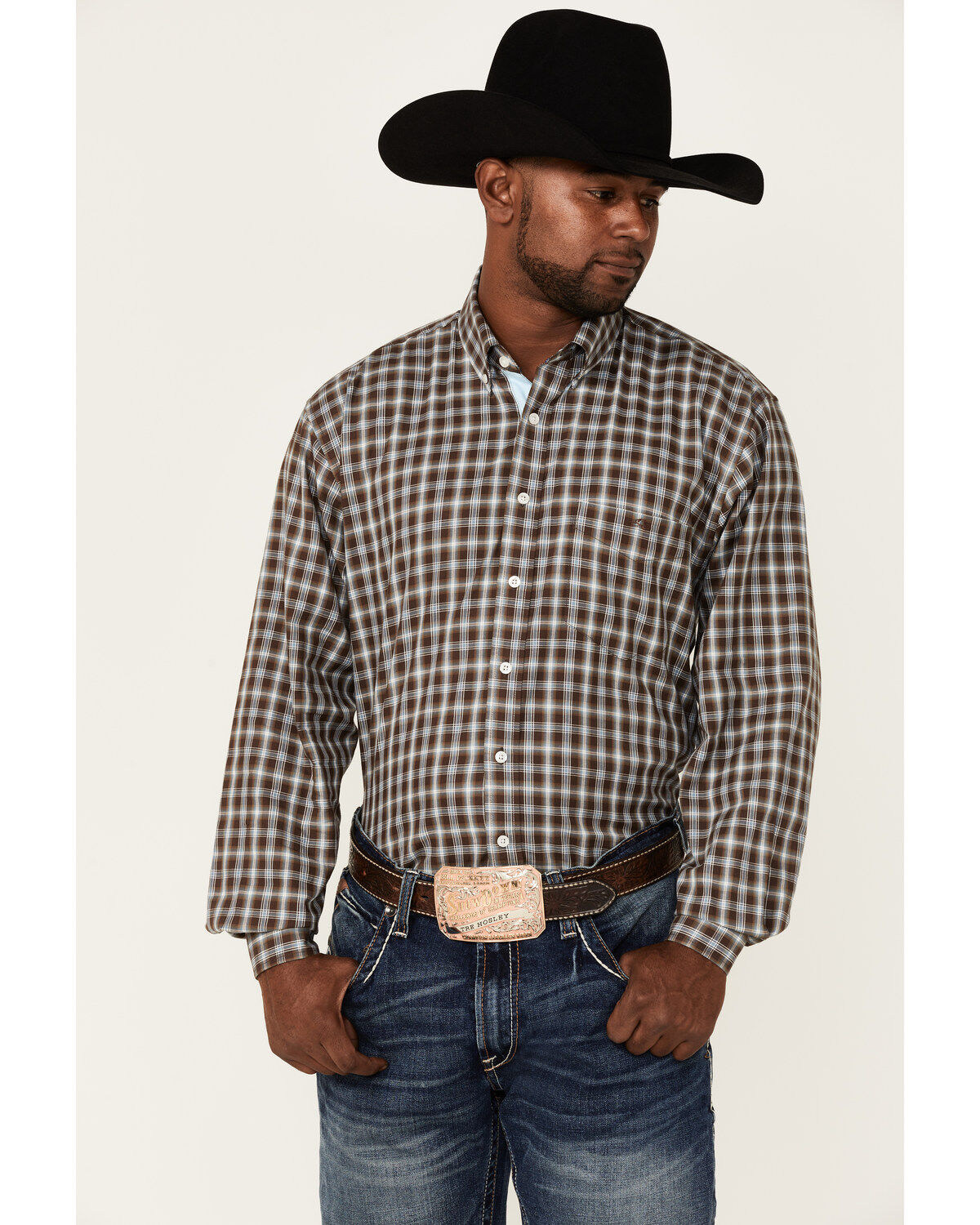 Men's Resistol Quincy Small Plaid Long Sleeve Button Down Western Shir