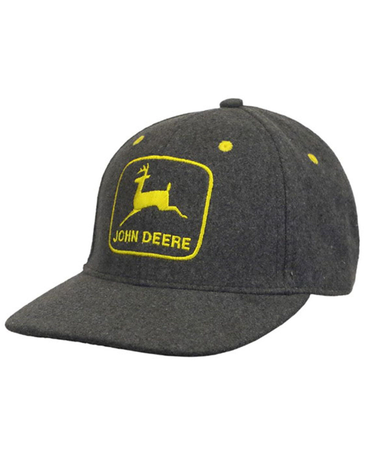 Men's John Deere Charcoal Embroidered Logo Faux Melton Wool Ball Cap