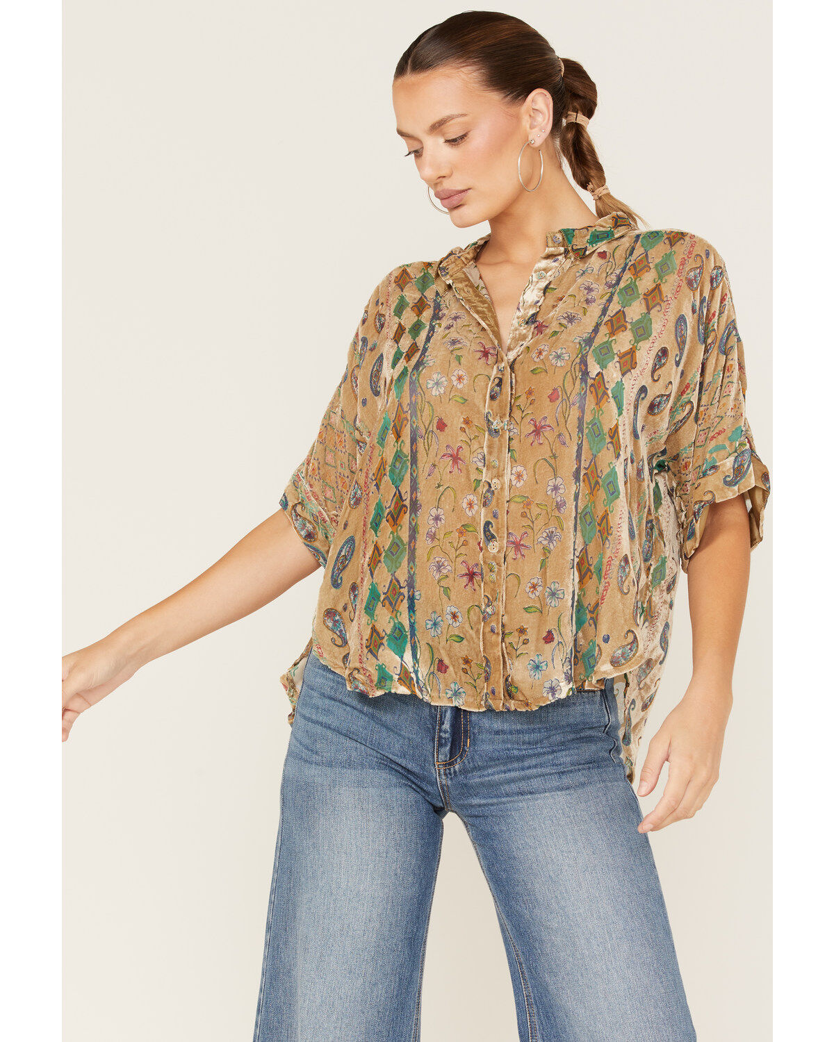 Women's Johnny Was Sugar Burnout Paisley Print Lynn Shirt