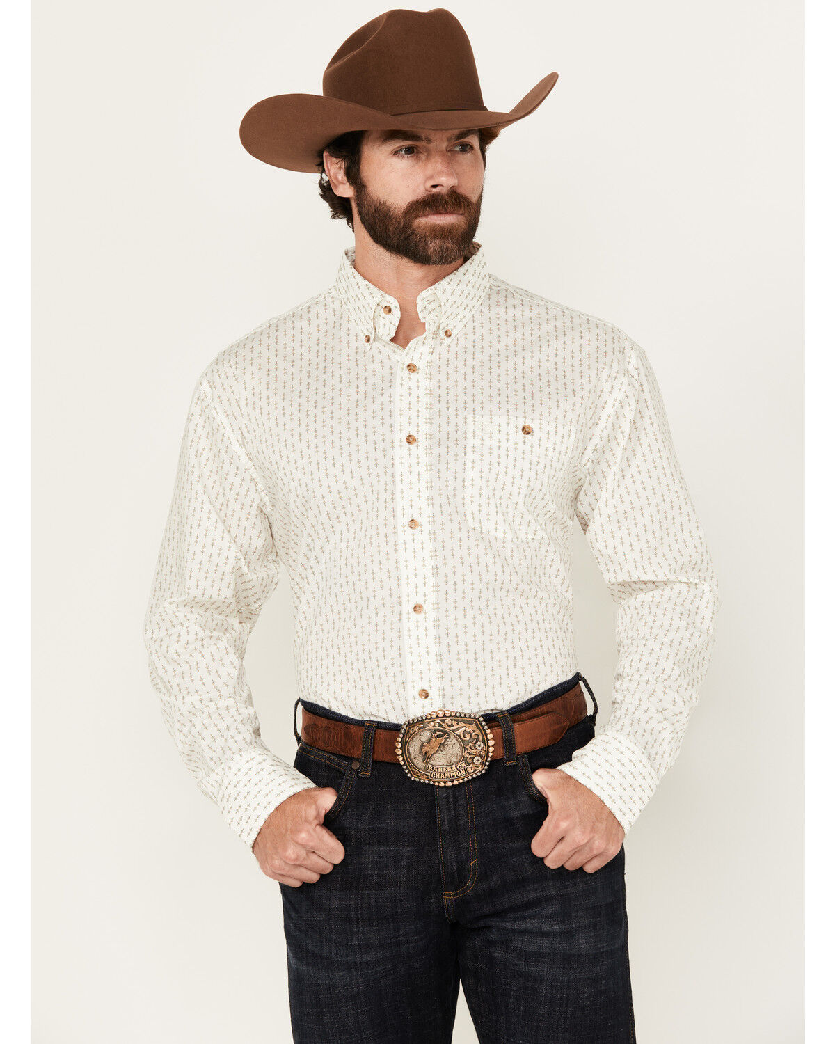 Men's Wrangler Classics Geo Print Long Sleeve Button-Down Western Shir