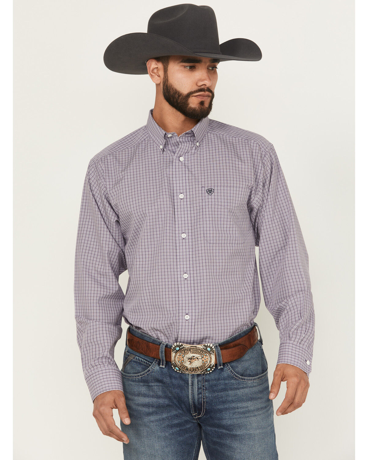 Men's Ariat Roger Plaid Print Long Sleeve Button-Down Western Shirt