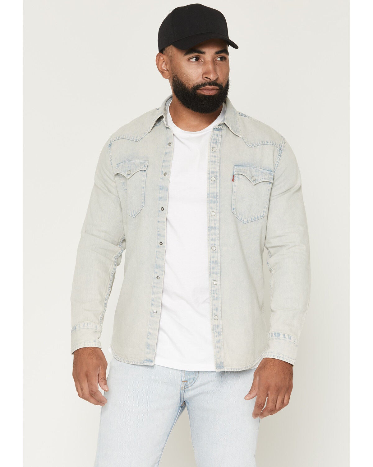 Men's Levi's Classic Western Denim Long Sleeve Pearl Snap Western Shir