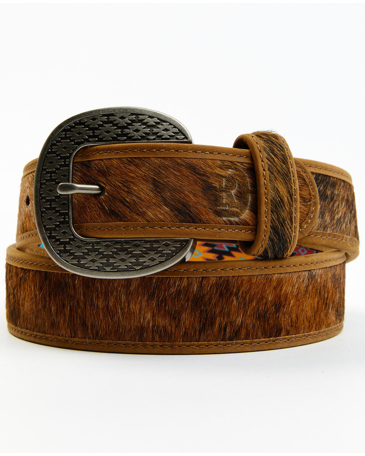 Men's Red Dirt Hat Co. Natural Brindle Cowhide Leather Belt